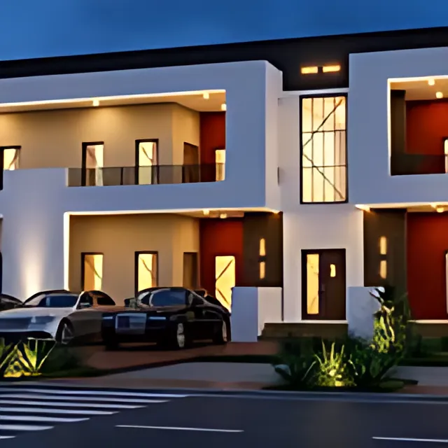 Vue 3D, façade de nuit